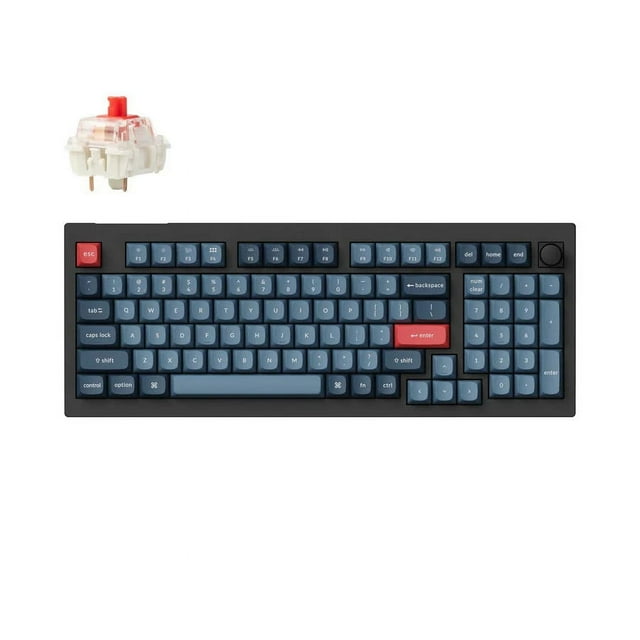 Keychron V5 Max Wireless RGB Mechanical Keyboard - Hot-Swappable, Jupiter Red Switches, ABS Plastic Frame - Knob, 96% Layout (100 Keys), Windows Mac OS Linux, Carbon Black (V5M-D1)