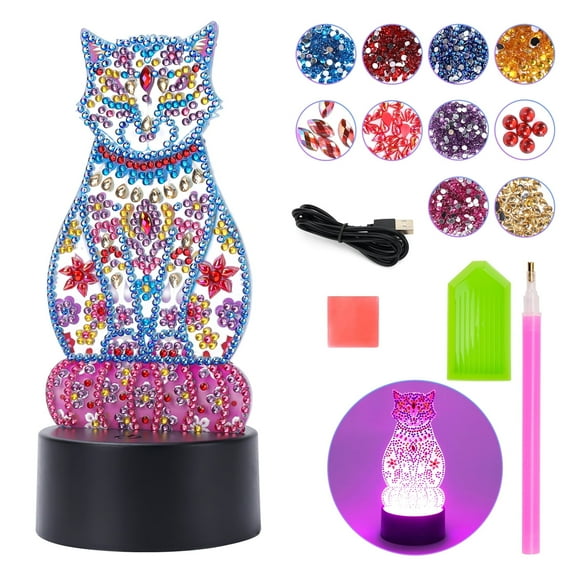 4 5 6 7 8 Year Old Girl Gifts, Art and Craft for 3-7 Year Old Kids Girl Painting Kits for Kids Age 4-6 Girls Diamond Paint By Numbers for Kids Girls Toy for 3-6 Years Old Kids Bedroom Night Light