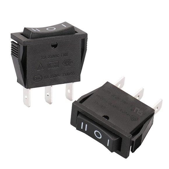 Interruptor basculante Baomain SPDT de encendido/apagado/encendido, 16 A, 250 V AC, negro, paquete d
