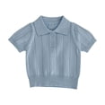 thumbnail image 6 of GiLiling Kids Collared Knit Shirt - Short Sleeve Solid Color Lightweight Sweater Polo Top for Boys Girls Summer Wear (Sky Blue, 8-9 Years), 6 of 6