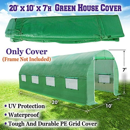 Large Greenhouse Equipment - Sunrise 20'X10'X7' Large Walk In Outdoor Plant Gardening Greenhouse Cover (Frame Does Not Included)
