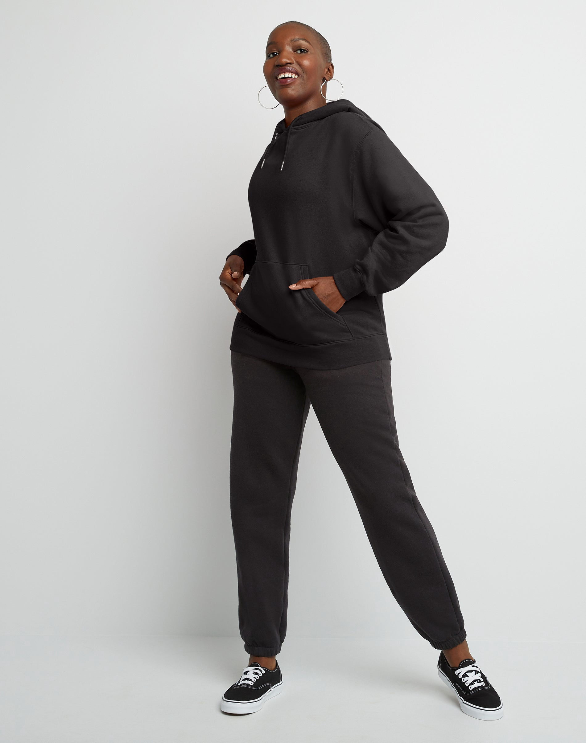Hanes Originals Women's Fleece Hoodie Black XL