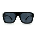 thumbnail image 4 of Bold Oversized Metal Thorn Stud Rectangular Plastic Mobster Sunglasses All Black, 4 of 8