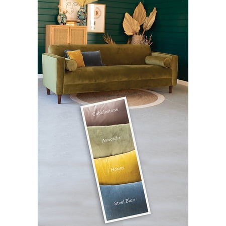 VELVET LOVESEAT WITH TWO BOLSTER PILLOWS - HONEY
