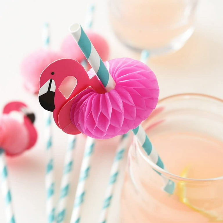 Flamingo Paper Straw Decorations, 50 PCS Disposable Cocktail Drinking  Straws Decorative for Party Table Décor Luau Party
