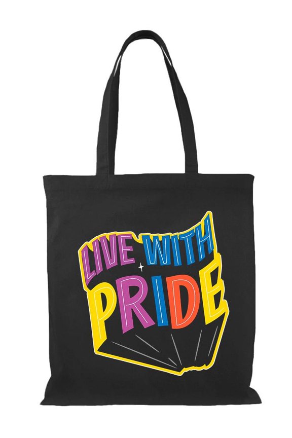 Live With Pride Tote Bag - Smartprints Designs, One Size Cotton Canvas Tote Bag
