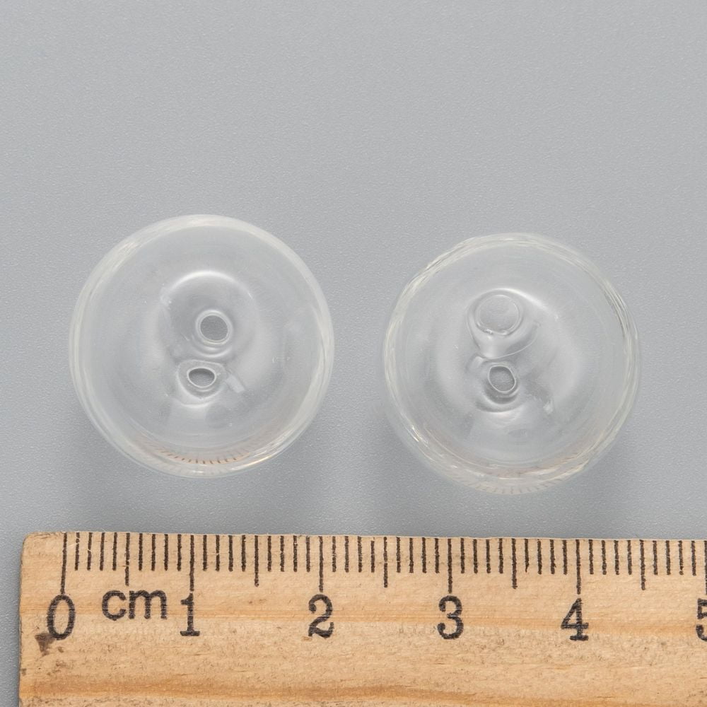 Handmade Two Holes Blown Glass Globe Beads Round Clear 20mm Hole: 2mm