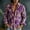 Purple Hawaiian Shirt for Men, variant on Fsmtpdam Long Sleeve Shirts for Men Hawaiian Button Down Collared Retro Floral Print Tops Boho Lightweight Beach Vacation Vintage Shirt