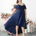 thumbnail image 6 of Formal Evening Dresses for Women Plus Size Chiffon Cold Shoulder Lace High Low Dress Ruffle Flounce Flowy Party Gowns Navy, 3XL, 6 of 7