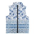 thumbnail image 4 of Xoenoiee Blue Rose Floral Print Vest Zip Up Jacket Sleeveless Stand Collar with Pockets Toddler Girls Fleece Vest Fall Winter Warm Outerwear, 4T, 4 of 7