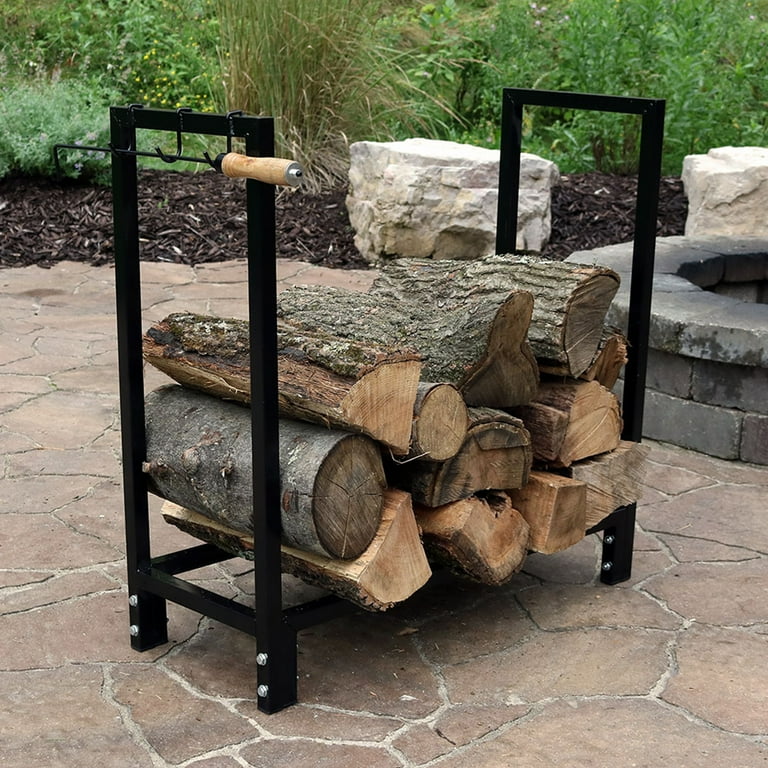 Sunnydaze Indoor Outdoor Steel Firewood Log Holder 30 Black