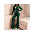 thumbnail image 6 of Zynoxe Womens Sweatsuits 2 Piece Set with Pockets Long Sleeve Zip Hoodie Top & Full Length Flare Pants Suit Comfy Velour Womens 2 Piece Outfits Versatile Solid Color Sweat Suits for Womens Green S, 6 of 7