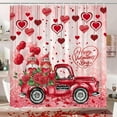 thumbnail image 2 of Valentines Shower Curtain, Happy Valentine''s Day Shower Curtain for Bathroom, Valentine Shower Curtain Romantic Lover Couples Shower Curtain Falling Red Heart Shower Curtain Set with Hooks, 72X72inch, 2 of 6