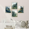 thumbnail image 3 of PixonSign Framed Wall Art Green & Teal Watercolor Forest Pine Trees Posters, Set of 4 Nature Wilderness Photography Realism Canvas Prints, Rustic Wall Décor for Home Decor - 8"x10" Natural, 3 of 5