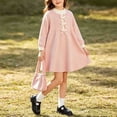thumbnail image 6 of Busydd Girls Knit Long Sleeve Dress 1-8 Years Fashion Comfy Solid Color A Line Fall Dress Casual Cute Knee Length Girls Sweater Dresses 2-3 Years, 6 of 10