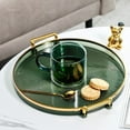 thumbnail image 3 of Decorative Tray for Coffee Table, Modern Round Serving Tray with Handles, Plastic Tea Tray for Bathroom Decor - green, 3 of 5