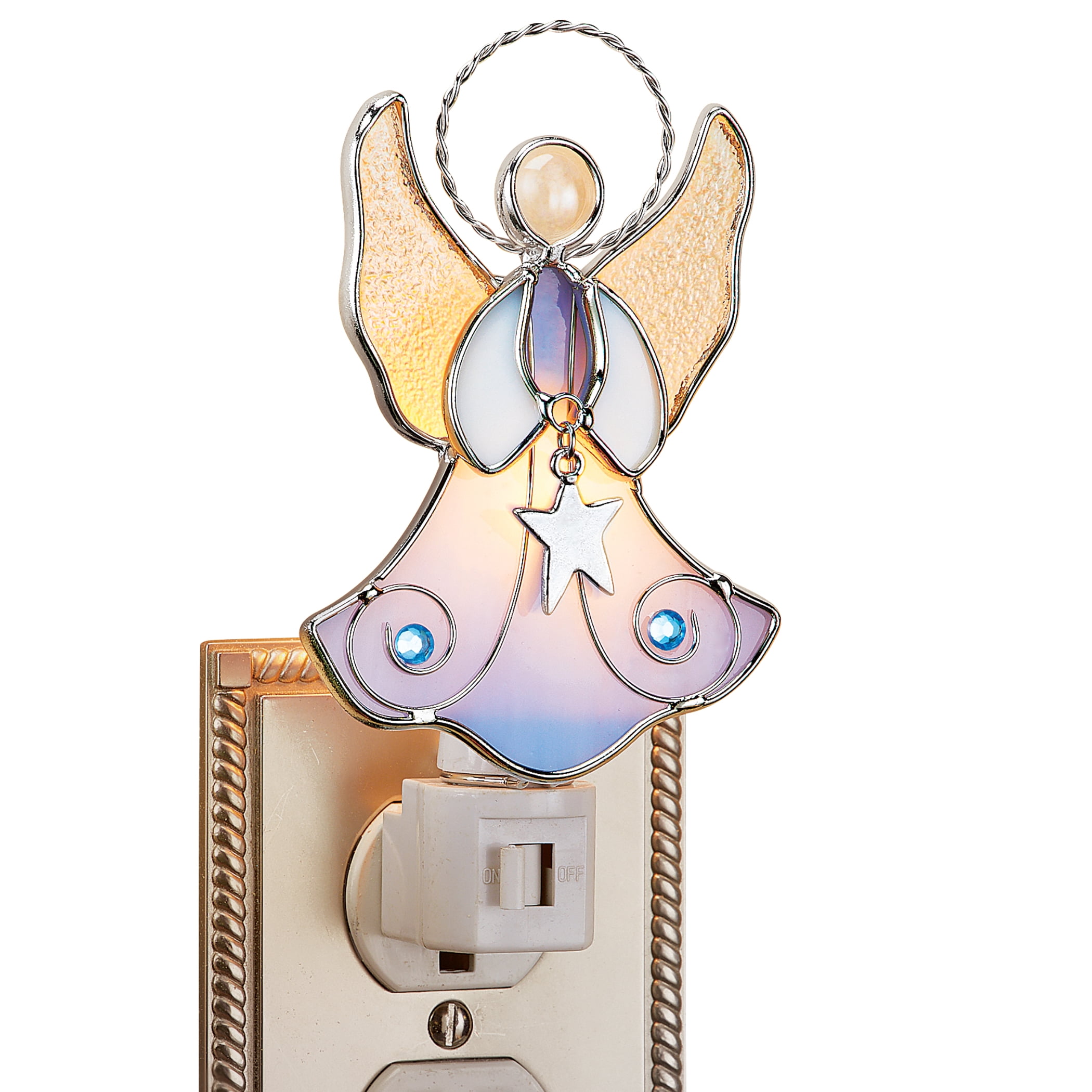 Stained Glass Design Angel With Star Night Light