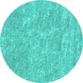 thumbnail image 1 of Ahgly Company Machine Washable Indoor Round Abstract Turquoise Blue Contemporary Area Rugs, 6' Round, 1 of 4
