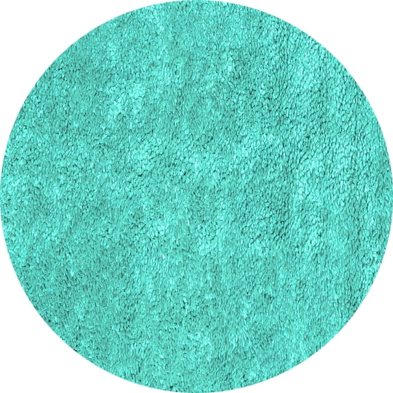 Ahgly Company Machine Washable Indoor Round Abstract Turquoise Blue Contemporary Area Rugs, 6' Round