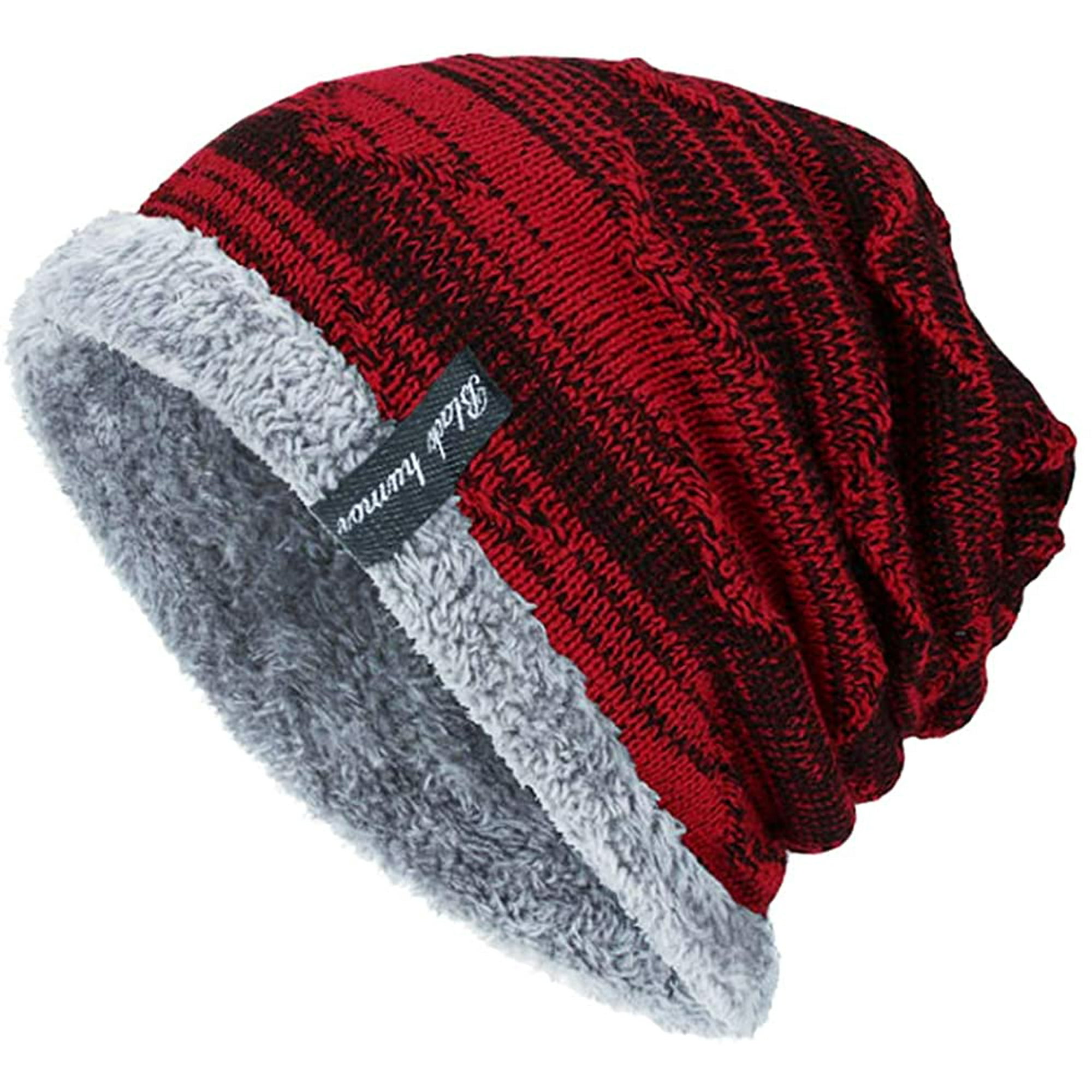 Men s Winter Warm Slouchy Beanie Oversized Baggy Hat Fleece Lined Knit Skull Hat