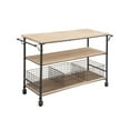 thumbnail image 6 of DecMode Industrial Brown 3 Tier Wooden Rolling Cart with 3 Baskets, 48"W x 32"H, 6 of 12
