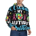 thumbnail image 2 of Honeii I Love My Autism Pattern Mens Hoodies Men's Loose Sleeve Sweatshirt,Pullover Hooded Sweatshirt for Men,Essentials Hoodie-4X-Large, 2 of 7