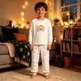thumbnail image 5 of XAOFW Boys Girls Halloween Pajamas Pumpkin Prints Long Sleeve Tops Pants Toddler Kids Fall Winter Cozy Loungewear 9-10 Years, 5 of 8