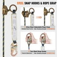 thumbnail image 4 of VEVOR Vertical Lifeline Assembly, 0.55'' x 100' Fall Protection Rope with 30 KN Breaking Tension, Polyester Roofing Rope with Steel Snap Hooks, Rope Grab, and Shock Absorber, ANSI Compliant, 4 of 9