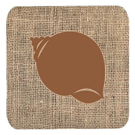 Bb Shell Set - Set of 4 Shell Burlap and Brown Foam Coasters