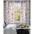 thumbnail image 3 of Red Grey Botanical Sheer Curtains 45 Inch Length 2 Panels Set for Living Room/Bedroom, Spring Floral Summer Farmhouse Kitchen Curtains Grommet Semi-Sheer Curtains Drapes Window Treatments 42"x45"x2, 3 of 7
