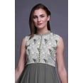 thumbnail image 5 of Bimba Light Gray2 Geometric Anarkali Dress Mandarin Collar Sleeveless Kurtis for Women Print Maxi Dress Large, 5 of 6