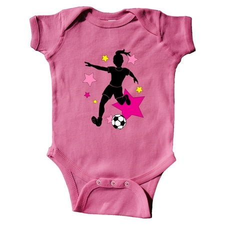 

Inktastic Girl Playing Soccer- Pink and Yellow Stars Gift Baby Girl Bodysuit