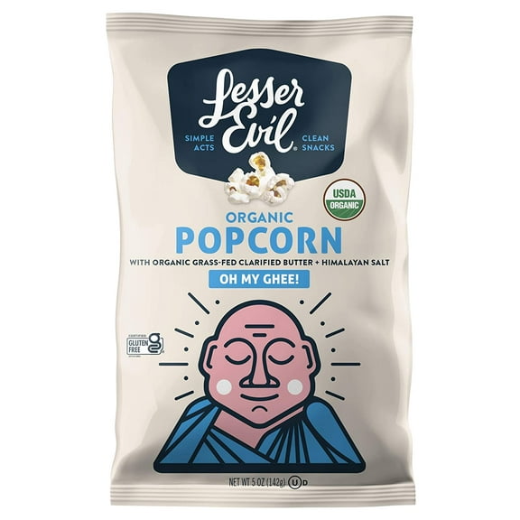 LesserEvil Buddha Bowl Organic Popcorn Gluten Free Oh My Ghee -- 4.6 oz Pack of 2