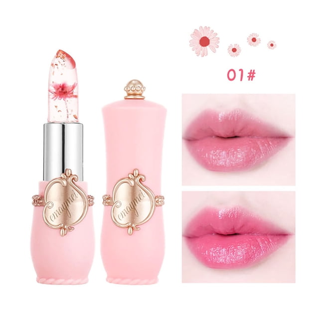 Belleza Flor Brillante Crystal Jelly Lápiz Labial Cambio De Temperatura Color Labio