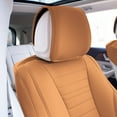 thumbnail image 4 of FH Group Grande70 Luxe Faux Leather Universal Car Seat Covers w Sleek Pattern Fit for Cars, Trucks, SUVs or Van – Brown Front Seats, 4 of 8