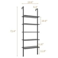 thumbnail image 3 of LXKJ 5-Tier Bookshelf Wall Mount Ladder Bookcase Industrial Standing Corner Bookshelf with Wood Board and Metal Frame, Modern Tall Narrow Storage Organizer for Home Office (Black, 1 piece), 3 of 7