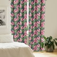 thumbnail image 2 of Ambesonne Monstera Window Curtains, Hawaiian Aloha Repetition, Each 28" W x 95" L, Hot Pink and Fern Green, 2 of 4