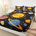 thumbnail image 3 of Manfei Cute Cartoon Planet Twin Sheet Sets,Kawaii Sun Twin Fitted Sheet,Colorful Universe Galaxy Flat Sheet For Boys Teens,Super Cozy Room Decor,3 Pieces, 3 of 7