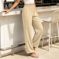 thumbnail image 6 of Riecok Womens Sweatpants Straight Leg Elastic Waist Pants Pull on Sweat Pant Solid Dressy Fall Trouser with Pockets Khaki 2XL, 6 of 8