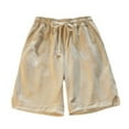 thumbnail image 7 of zeranth Summer Men Shorts Embroidery Letters Drawstring Pockets Straight Short Pants Streetwear, 7 of 7