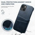 thumbnail image 6 of SaniMore Case for iPhone 15 6.1" 2023, Card Slots [Up to 2] Wear-resistant PU Leather Skin Shockproof PC Backplane Anti-fall Slim Lightweight Shell for iPhone 15, Blue, 6 of 9