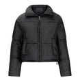 thumbnail image 3 of Black and Friday Clothing Sales Idoravan Women's Quilted Puffer Coat,Fashion Women Zipper Pocket Coat Long Jacket Winter Long Sleeve Down Cotton Black XXL, 3 of 7