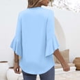 thumbnail image 4 of Yubnlvae Light Blue Blouses for Women Casual 3/4 Length Sleeve Womens Tops V Neck Tshirts Shirts with Flared Sleeve, Xxl, 4 of 5