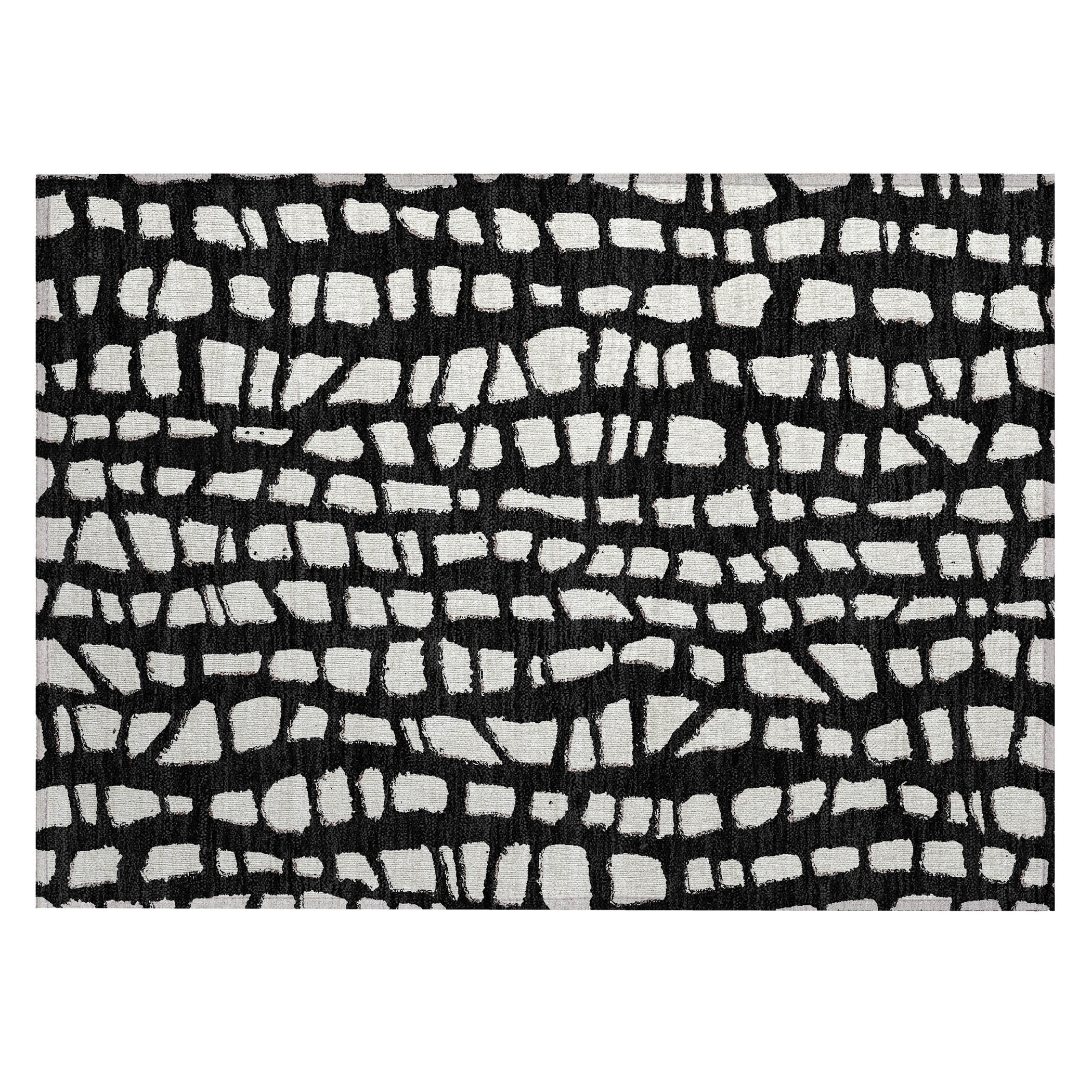 Addison Rugs Chantille Indoor/Outdoor Transitional Squares Black Washable Rectangle Rug, 1'8" x 2'6"