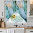 thumbnail image 4 of Turquoise Marble Kitchen Window Curtains, Swag Curtains Valance for Bedroom Living Room Bathroom, Farmhouse Abstract Ombre Texture Rod Pocket Window Treatment Curtain Block Drapes 2 Panels 36"x63", 4 of 9