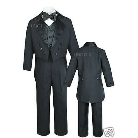 

Baby Toddler Kid Boy Wedding Formal Black Vest Tail Tuxedo Suit Bowtie Suit S-18