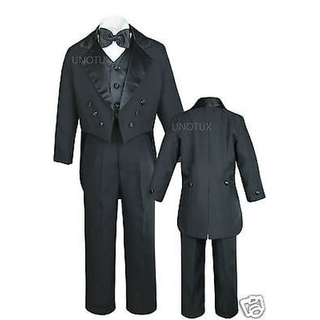 Baby,Toddler,Kid Boy Wedding Formal Black Vest Tail Tuxedo Suit Bowtie Suit S-18
