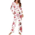 thumbnail image 3 of Renewold Fashion Soft Button Pajama for Valentine's Day Gifts Roses Hearts Women Sleep Jogger Nightwear Clothing Size S 2 Packs Warmth Pjs Sweatsuit Sweatpants Set with Pockets, 3 of 6