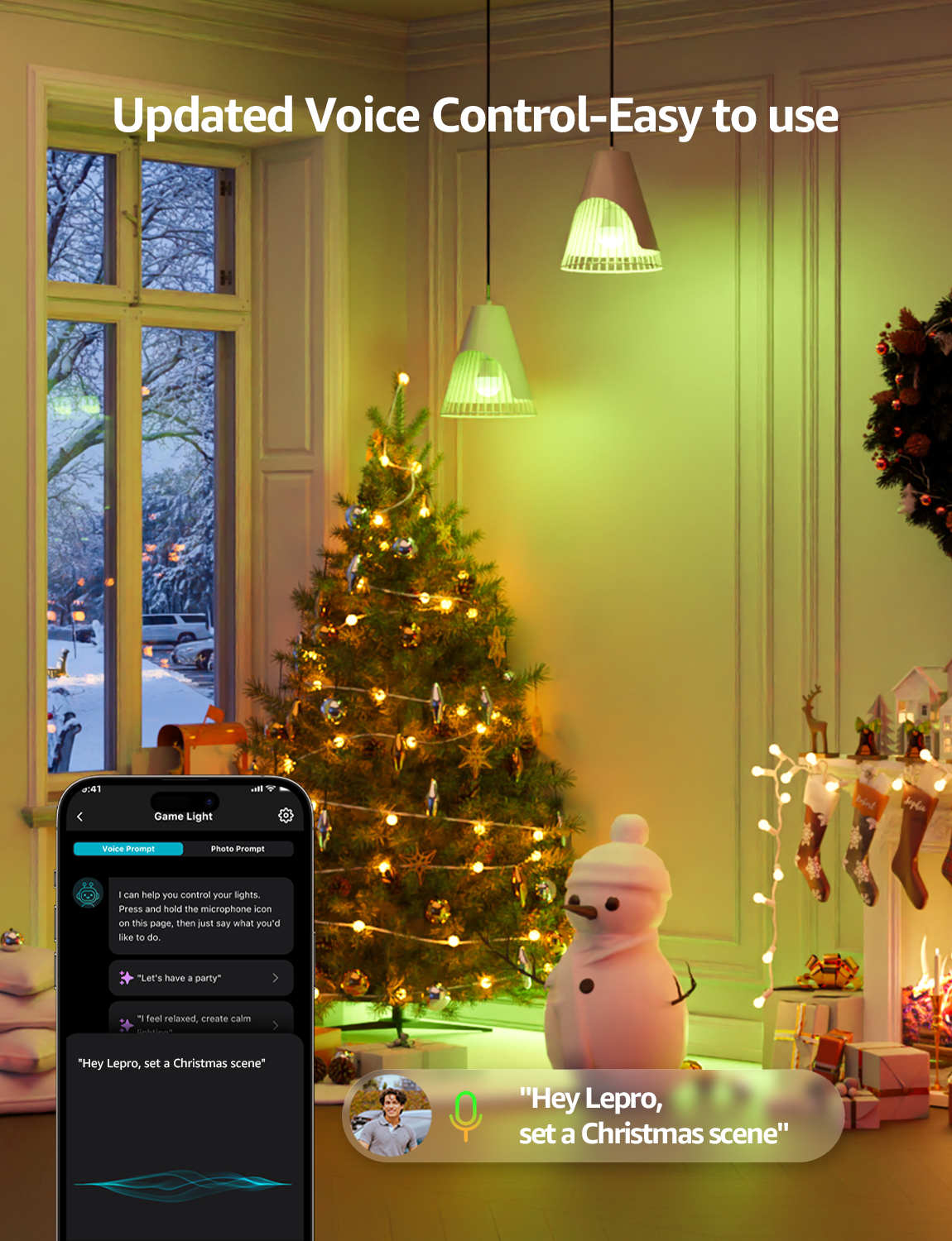 Lepro B2 AI LED Light Bulbs, 2-Pack RGBww Color Changing, 1100 Lumens, Voice Control, Music Sync, Wi-Fi and Bluetooth, Works with Alexa and Google