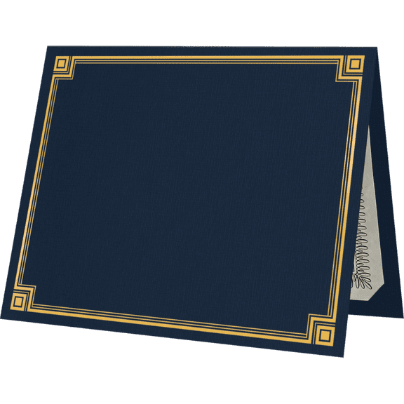 LUXPaper Certificate Holders for 8 1/2 x 11 Documents, 100 lb, Nautical Blue Linen with Gold Foil, 100 Pack, Holder Size 9 1/2 x 12